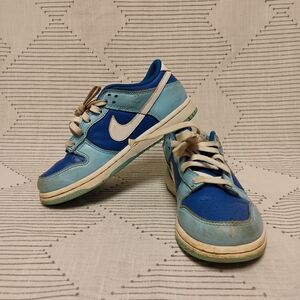 Nike Dunk Low Retro QS Argon Sneakers Blue White Leather Little Kids Size 13.5C